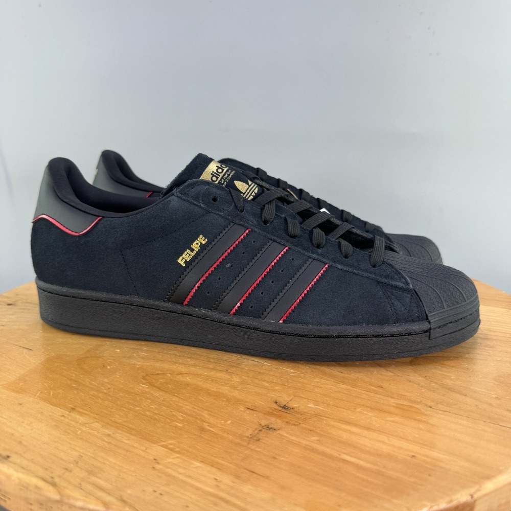 Adidas Superstar ADV x Felipe Gustavo Mens Size 13.5 Shoes Black Scarlet Skate